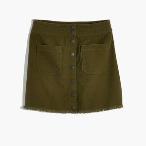 Madewell Raw-Hem A-Line Mini Skirt in Kale